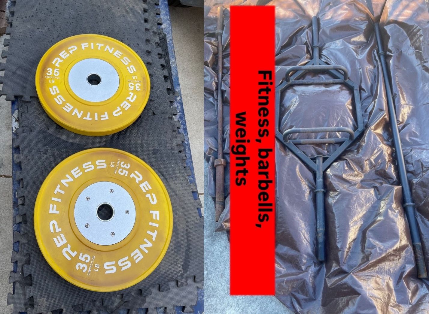 Hex Barbell (Rackable) Axle Barbell (rackable) 7ft Barbell Olympic And Pair Of 35lb Bumper Plates