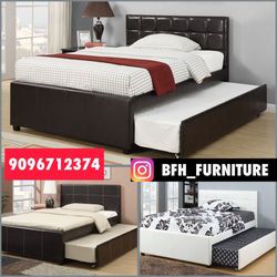 Full/Twin Expresso Trundle Beds w. Orthopedic Mattresses Included 