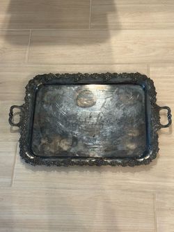 Pairpoint Quadruple Plate Silver Butler Tray 21" Serving Handles Antique Ornate