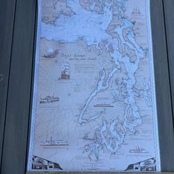 29” By 53” Puget Sound Map