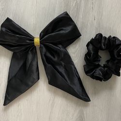 Black Barrette W Scrunchy Set