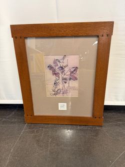 Charles Rennie Mackintosh Botanical Print in Brown Wood Frame