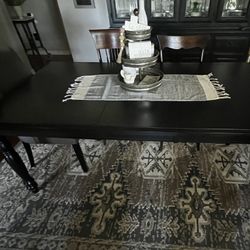 Wood Table Black And 2 Gray Parson Chairs