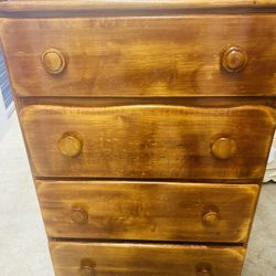 Vintage Maple  Four Drawer Chest  46 Tall 17 Deep  27 Wide 