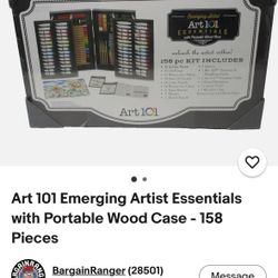 Art 101 Emerging Artist Essentials with Portable Wood Case - 158 Pieces NEW IN BOX