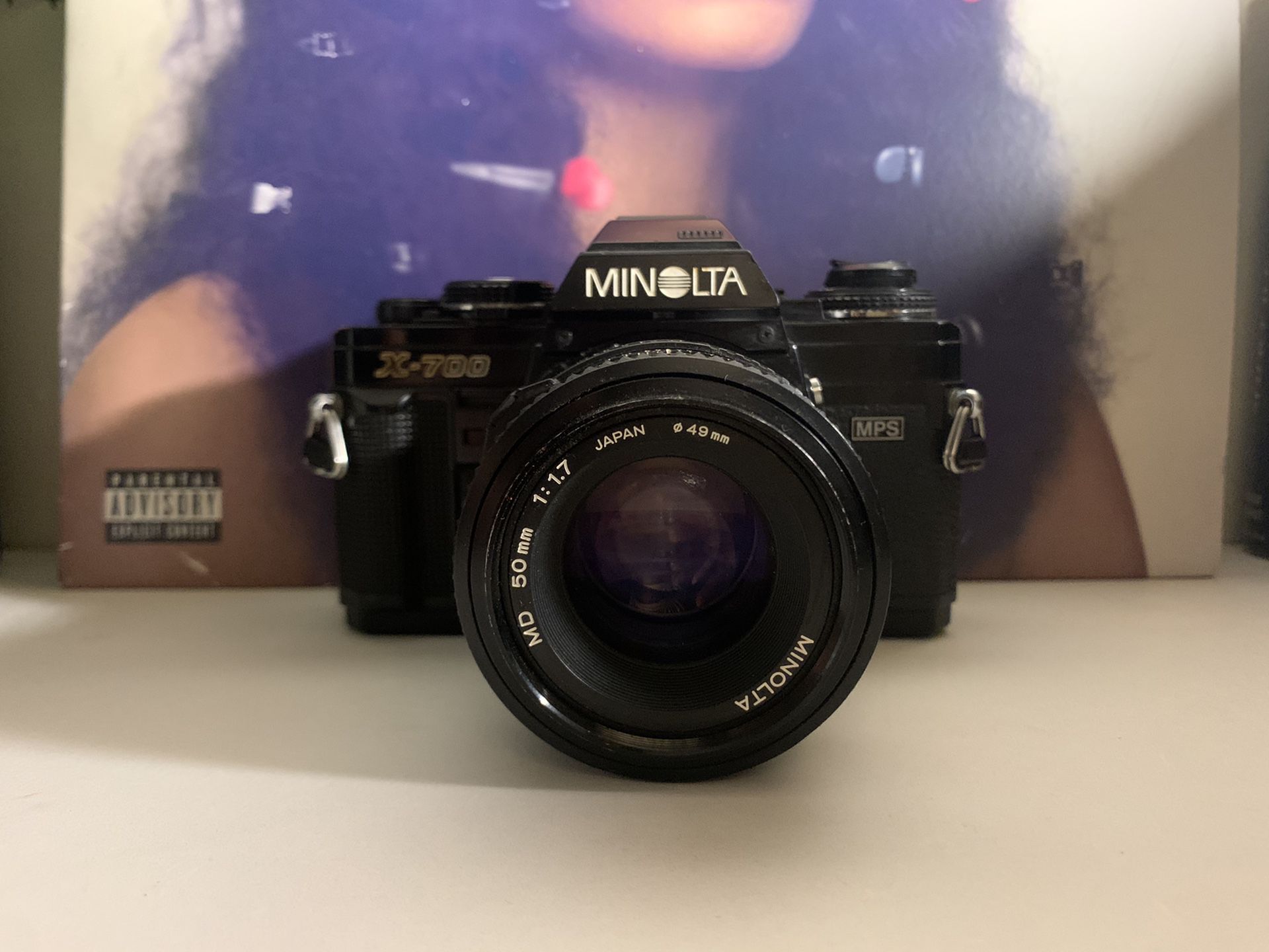 Minolta X-700 35mm Film Camera W/ 50mm f/1.7 Manual Focus Lens AND Vivitar 2x-5 Auto Tele Converter