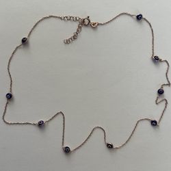 🧿 925 Silver necklace evileye double sided glass chain 14k rose gold plated