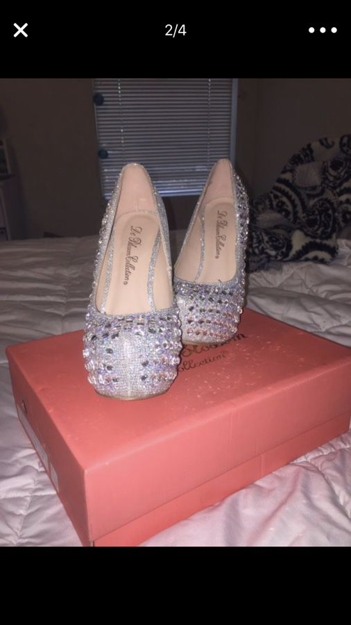 Silver Jeweled Stilettos