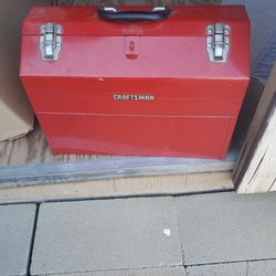 Vintage CRAFTSMAN #6536 Tombstone RED METAL TOOL BOX Cantilever Trays 18x13x10".