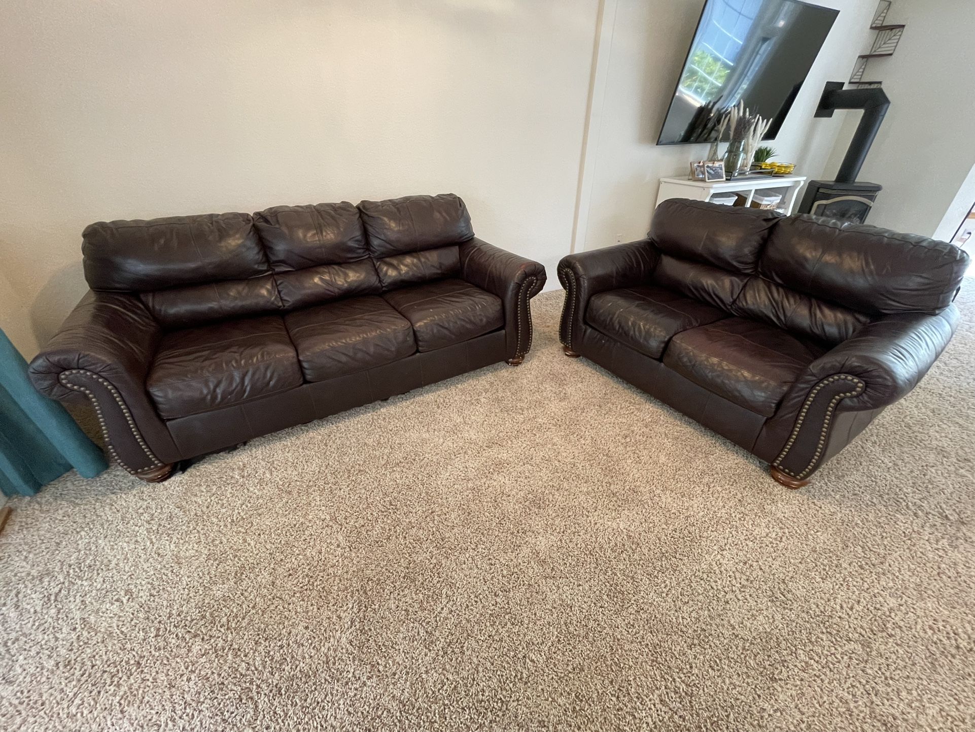Ashley Furniture Leather Couch Set 