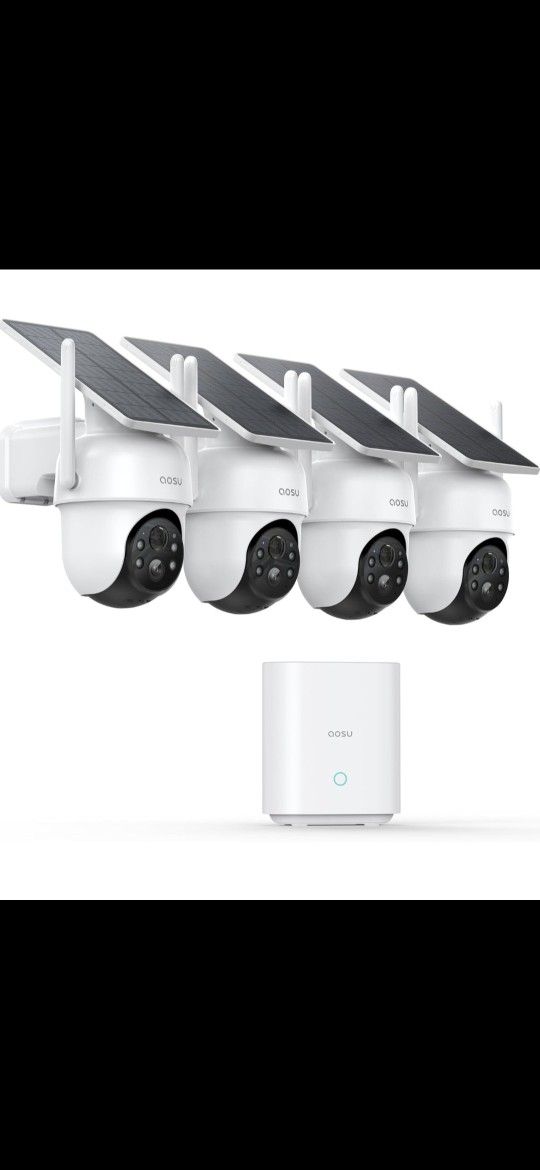 Security Cameras Outdoor Wireless, 4 Cam-Kit, No Subscription, Solar-Powered, Home Security Cameras System