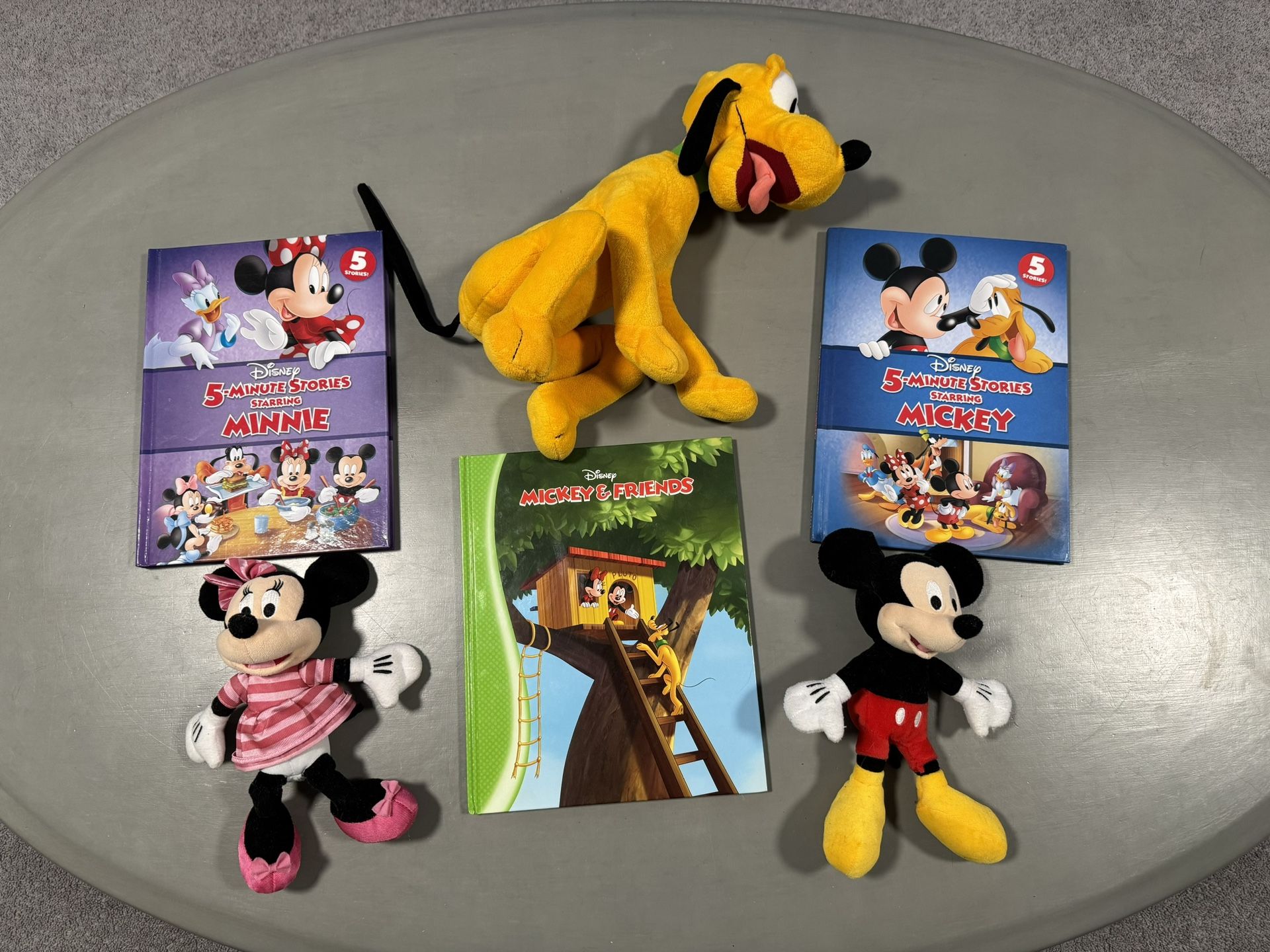 Disney hardcover story books with stuffed animals- like new!