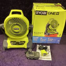 🧰🛠RYOBI ONE+ 18V Cordless 7-1/2” Bucket Top Misting Fan Kit w/1.5Ah Battery & Charger-NEW!-$70!🧰🛠