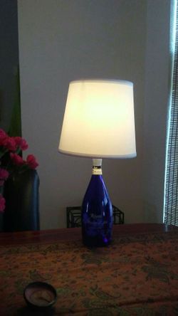 One of a kind custom wine bottle lamp