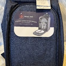 Picnic Backpack New With Tags Blue, Insulated Back Compartment For Food And Drinks.  See Photos 