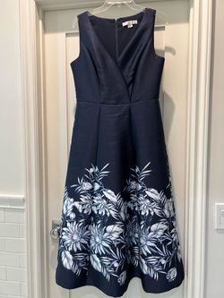 Kay Unger Hattie Tea Length Dress Dark Navy