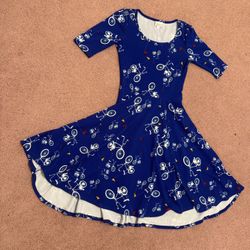 New Small blue retro vintage bicycle stretchy flair short dress 