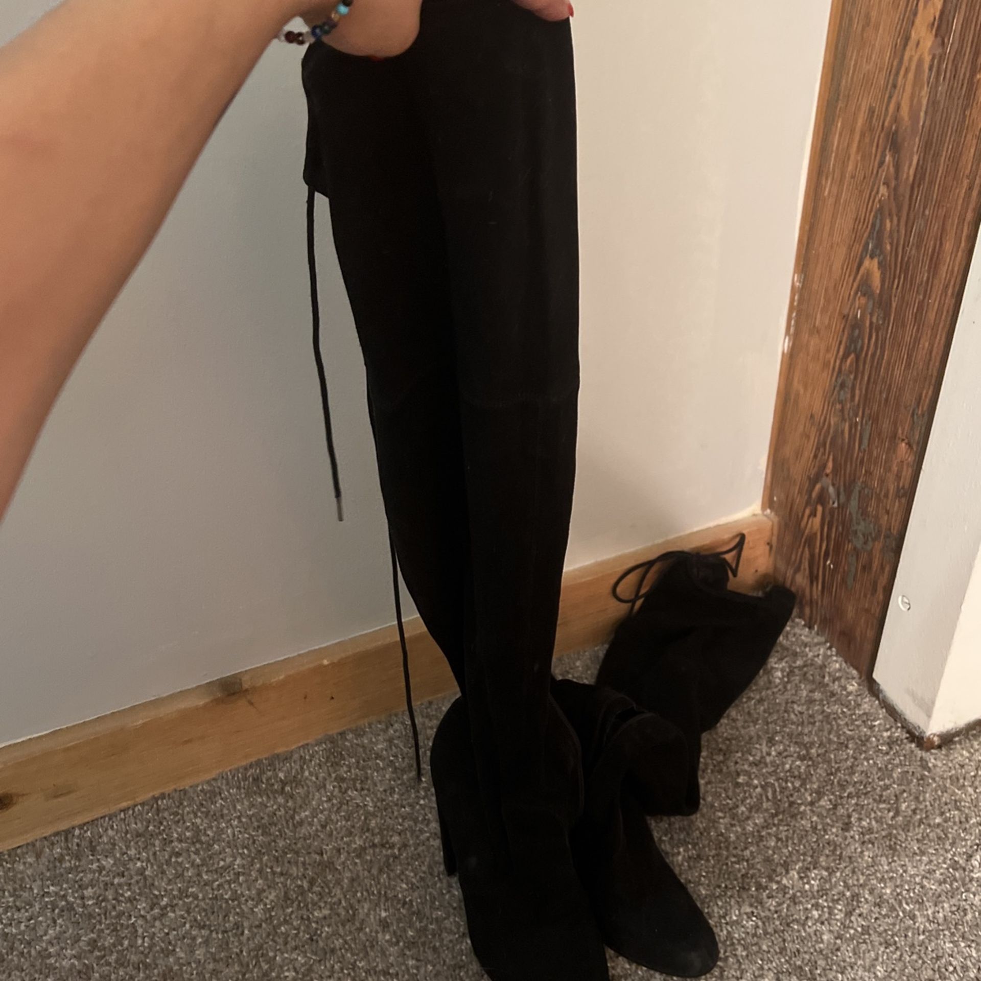 Black Thigh High Booties