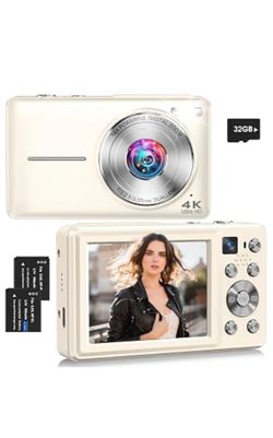 4K 64MP Autofocus 16X Zoom Camera with Dual Lens(Beige)