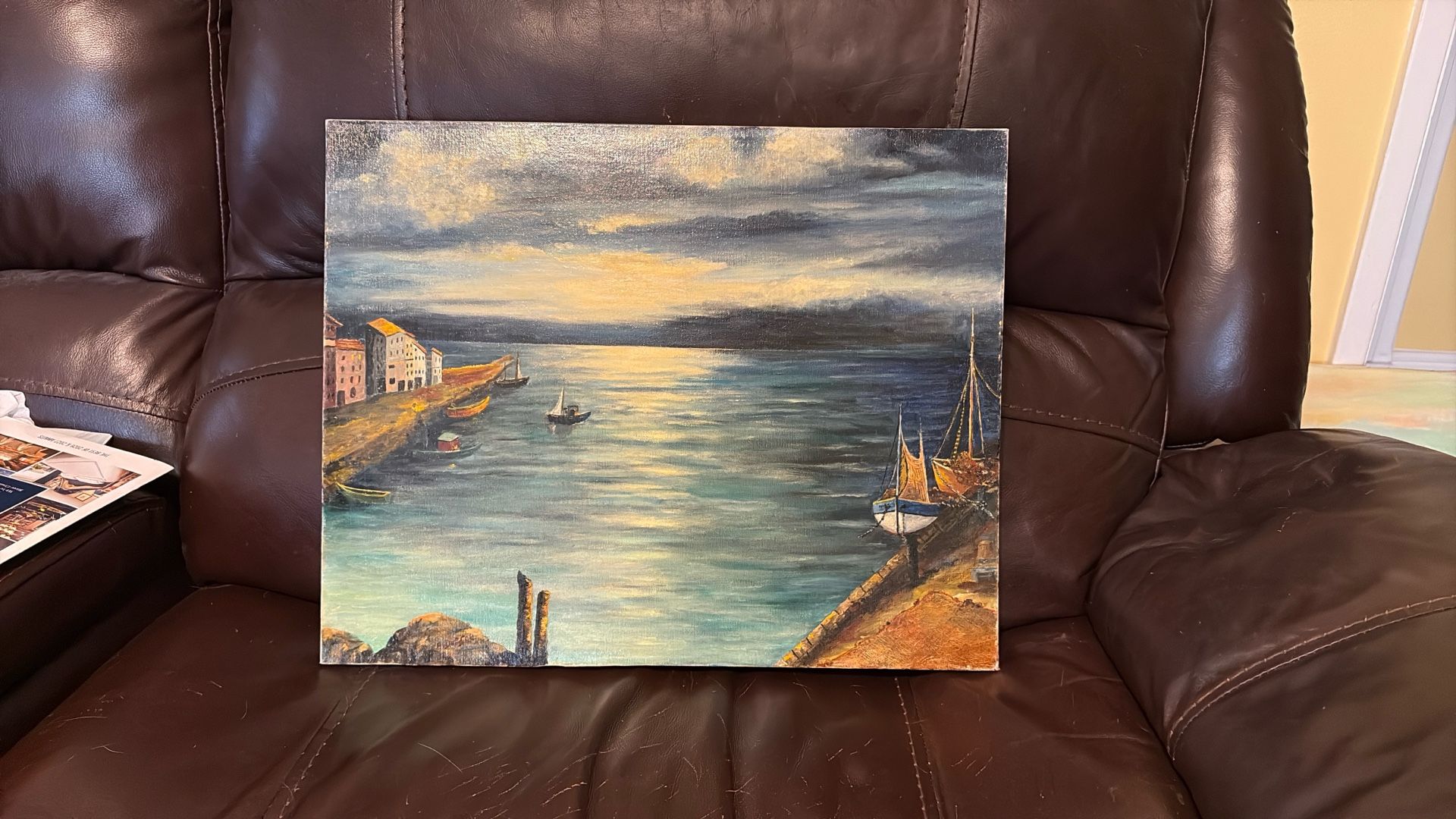 Original Oil Painting - “Sunset In Naples” By Elsie Delfel