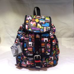 LeSportsac Audrey Jeanne Artist In Residence Collection Voyager Backpack including Charm