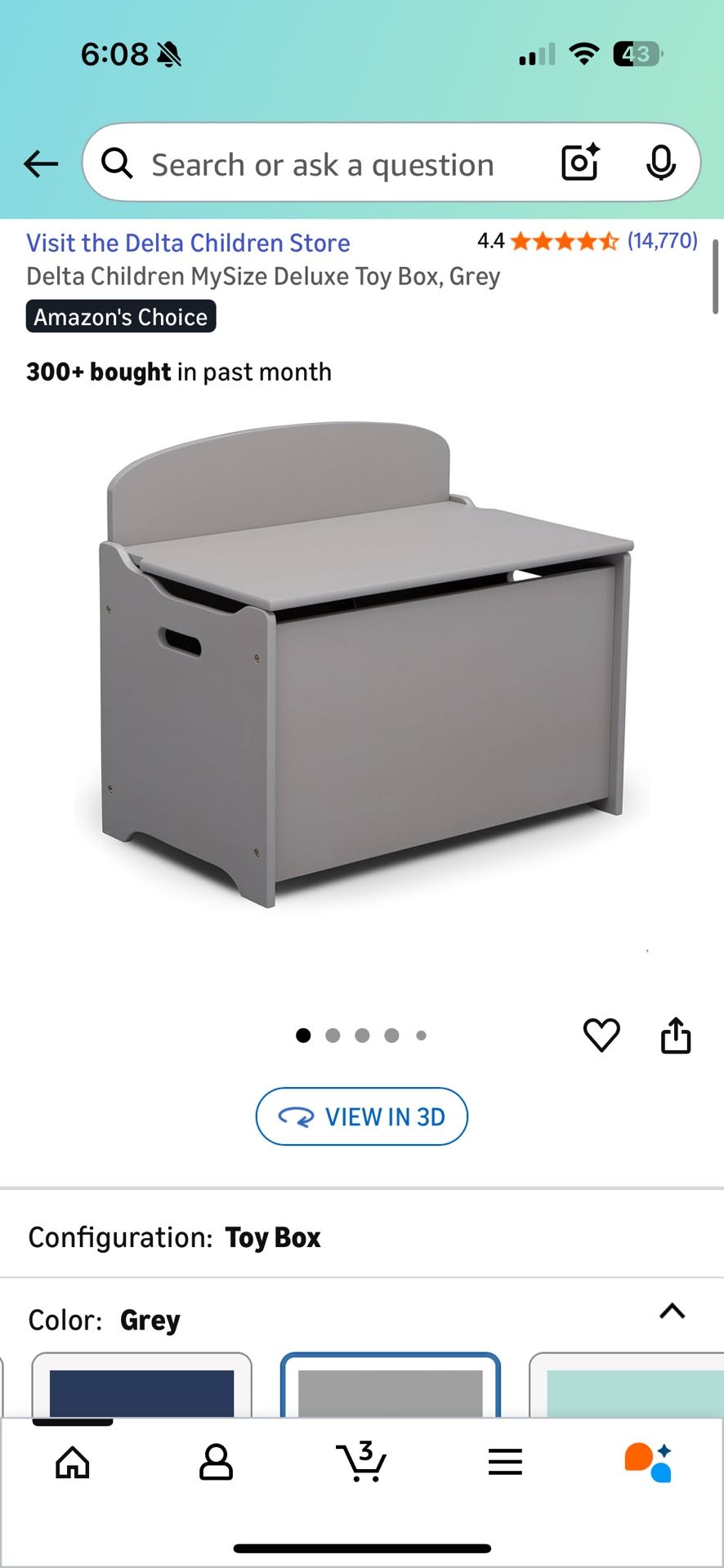 Delta wooden gray toy box