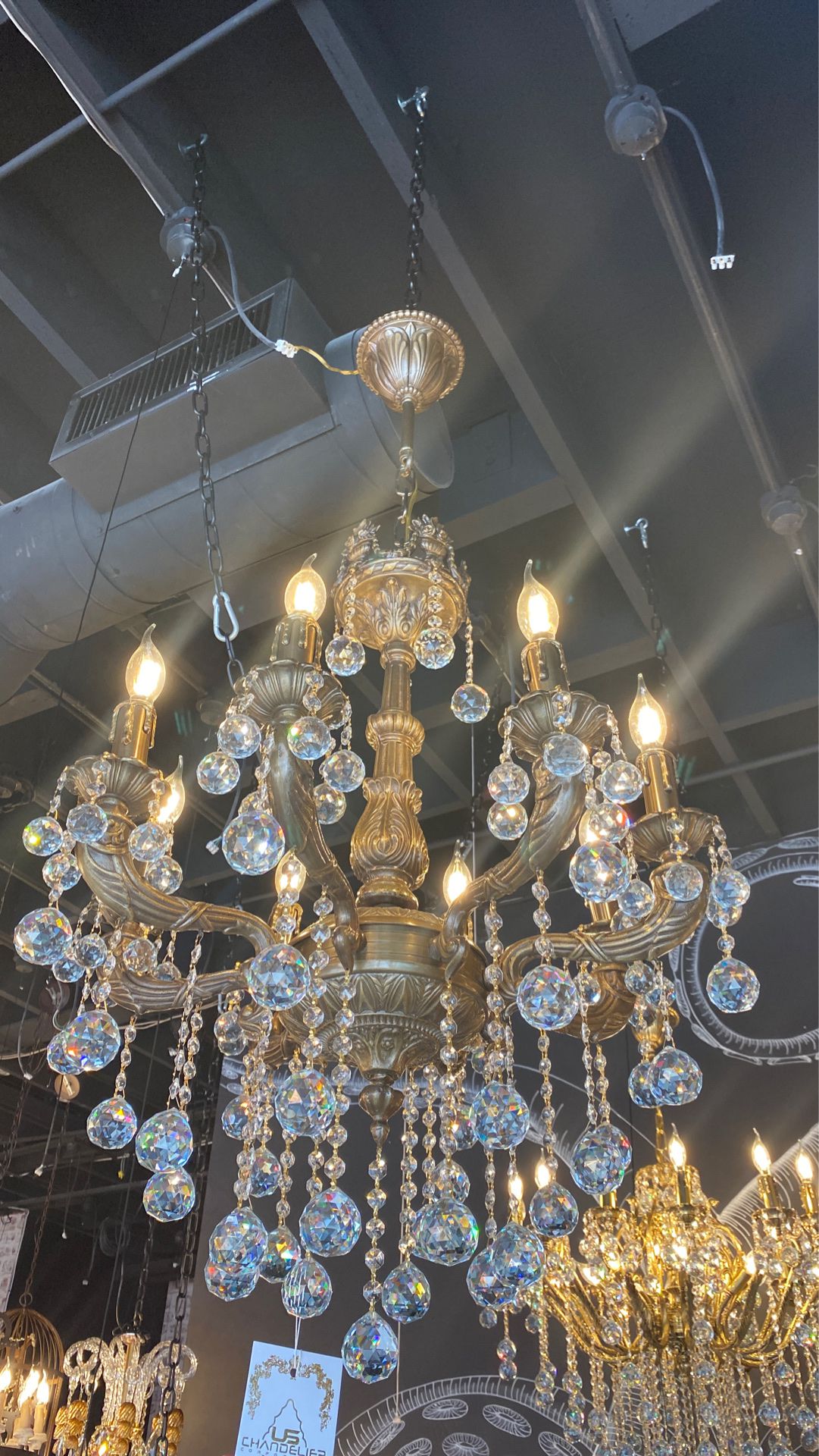 Bronze handmade crystal chandeliers 8 lights