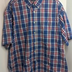 Mason James Men's Blue/Red Plaid Short Sleeve Button Down Shirt XXL pre owned 


