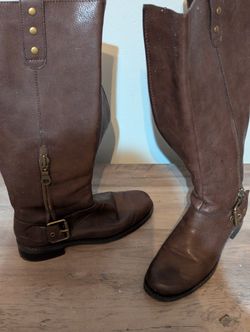 Brown leather Aresoles knee high boots