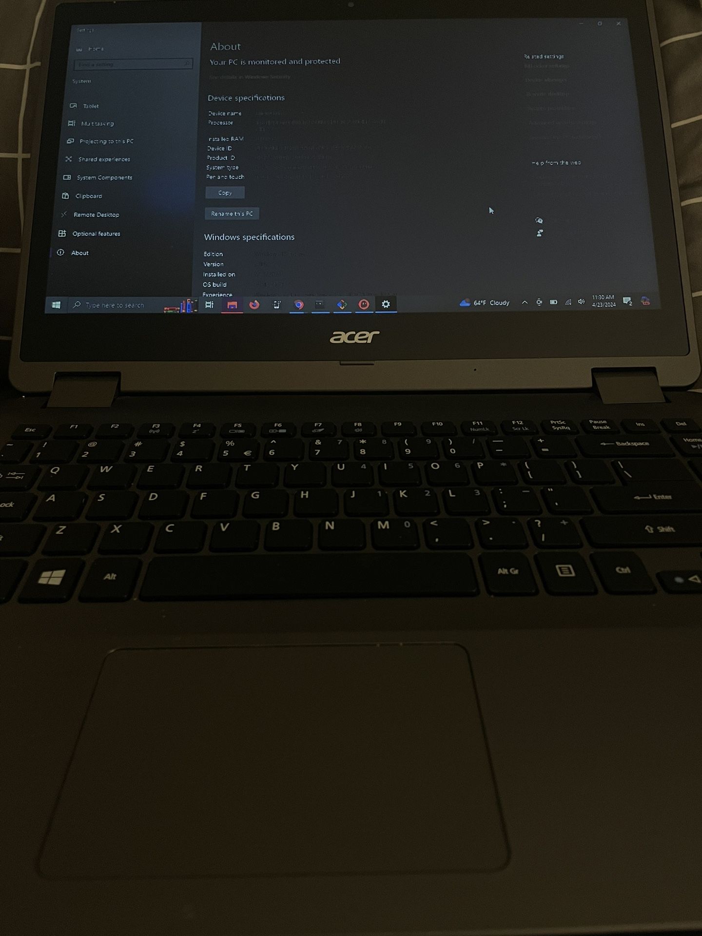 Acer Laptop (Touch + Screen Folding)