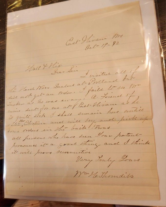 1892 Business Letter Signed by Civil War Seaman William H. Thorndike