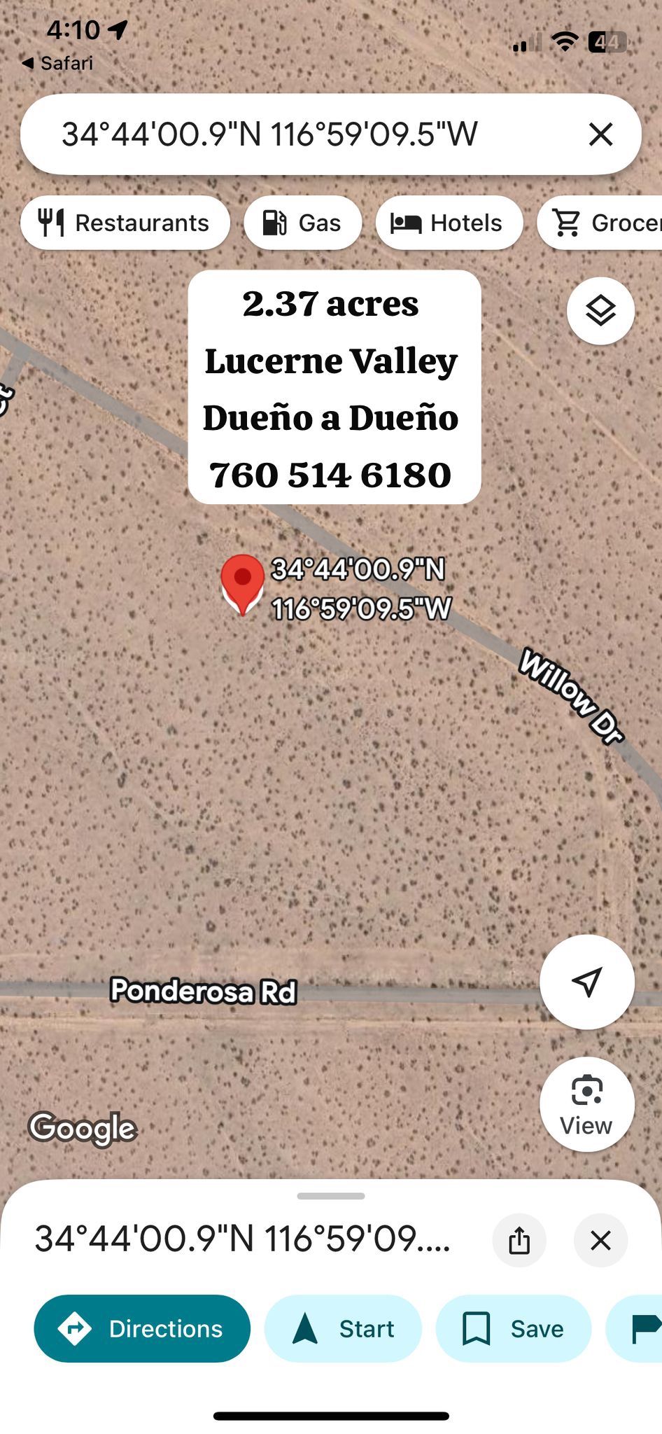 2.37 Lucerne Valley De Venta De Dueño A Dueño Land For Sale
