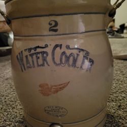 Antique Red Wing 2 Gallon Water Cooler With Spigot And Lid