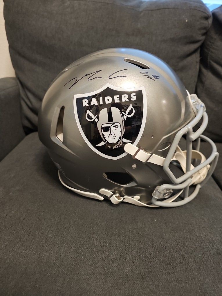 Authentic Maxx Crosby Signed Raiders Helmet & Signed Photo (Beckett)&(JSA) 