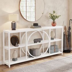Tribesigns 70.9 inch Sofa Console Table, Modern Extra Long Entryway Tables with 3 Tier Storage Shelves Metal Frame for Foyer Hallway Living Room Behin