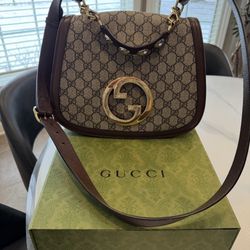 Gucci Blondie Medium Beige and Ebony Canvas Bag/Crossbody