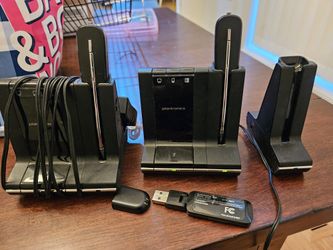 2 Plantronics Savi 740 and 440 headsets.