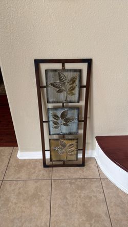Metal Framed Leaf Wall Art Decor