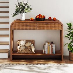 Curved Console Table Arch with Storage, Narrow Entryway Table with Drawers