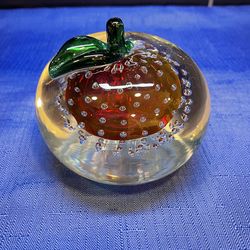 Vintage heavy beautiful apple paperweight with controlled bubbles