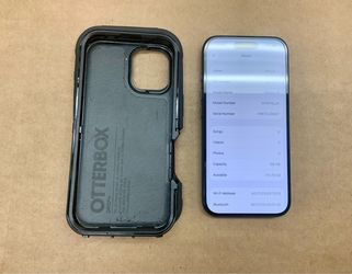 IPhone 16 Black Phone Cellphone Touchscreen Display 128GB Memory Storage 100% Battery Health AT&T Network Carrier 5G Wifi Bluetooth iOS iMessage