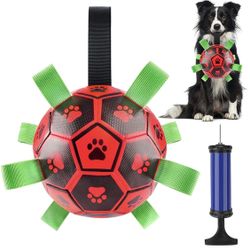 New-Dog Toys Soccer Ball with Grab Tabs, Interactive Dog Toys 