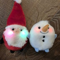 Two Light Up Plush Christmas Winter Toys