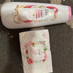 Dove Sugar Cookie Sparkle Body Wash and Garden Tea Party Beauty Bar Set