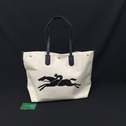 Longchamp Large Canvas Tote Shoulder Bag Travel Bag