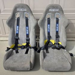 Vintage Sparco Milano Reclining Racing Seats w/ Harnesses - Pair