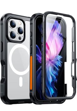 Designed for Phone 16 Pro Max Case,[Built-in 9H Tempered Glass Screen Protector][Compatible with Magsafe]