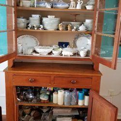Antique Cherry Hutch And Table.