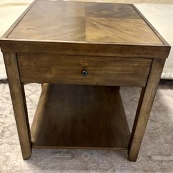 Brand new Wood End Table with Drawer & Shelf – Rustic Farmhouse Style