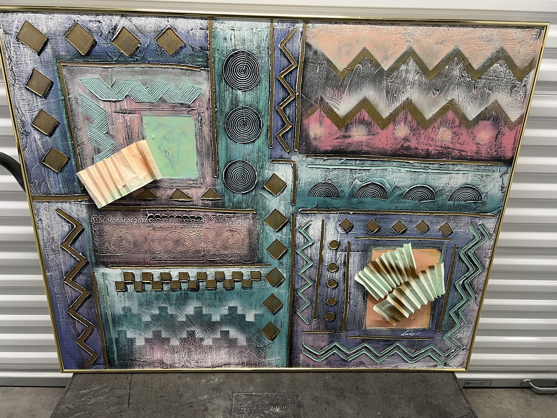 Large Wall Hung Framed Painting 50” X 40”